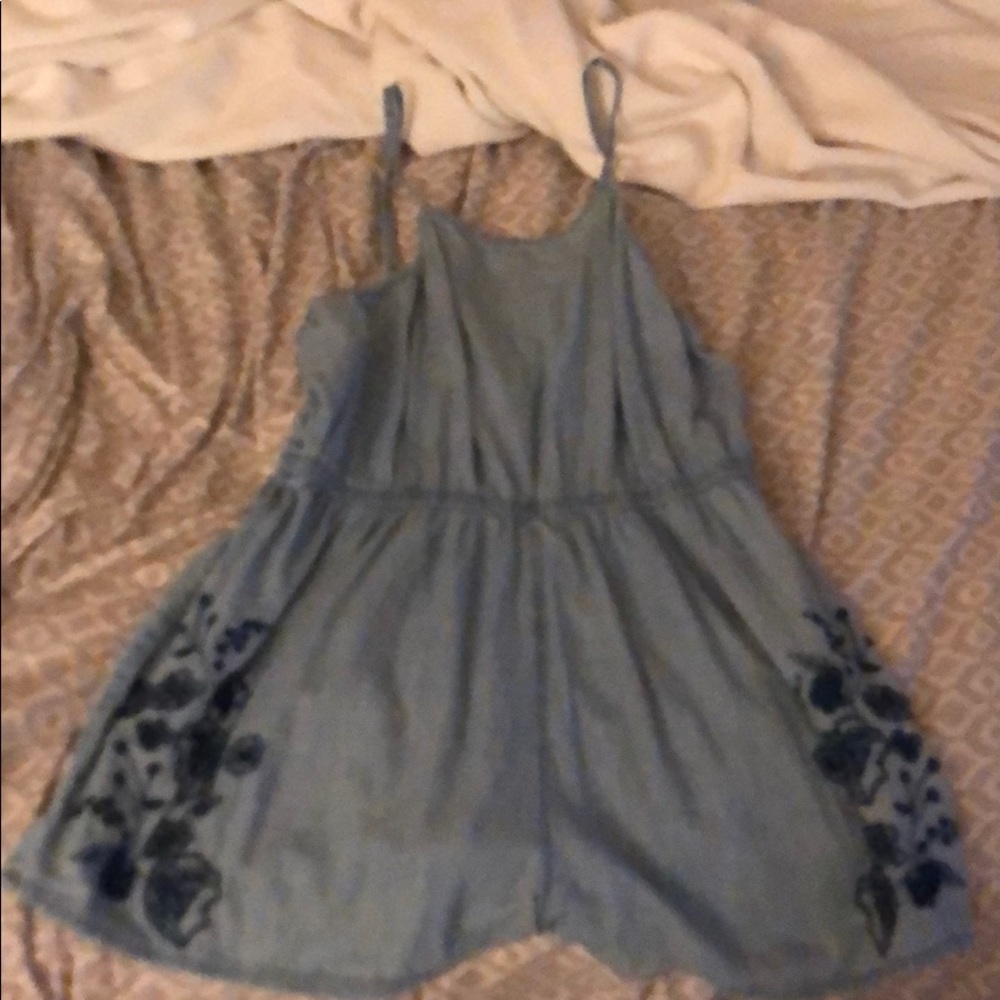 Jean embroidered romper